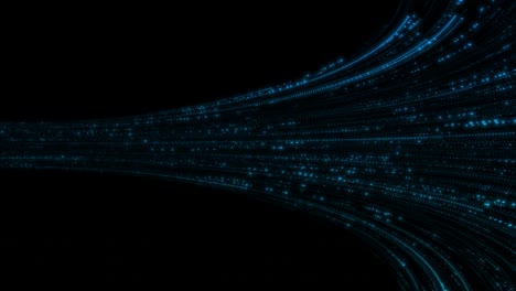 futuristic animation flow luminous particle flares across dark space use of scattered light dots