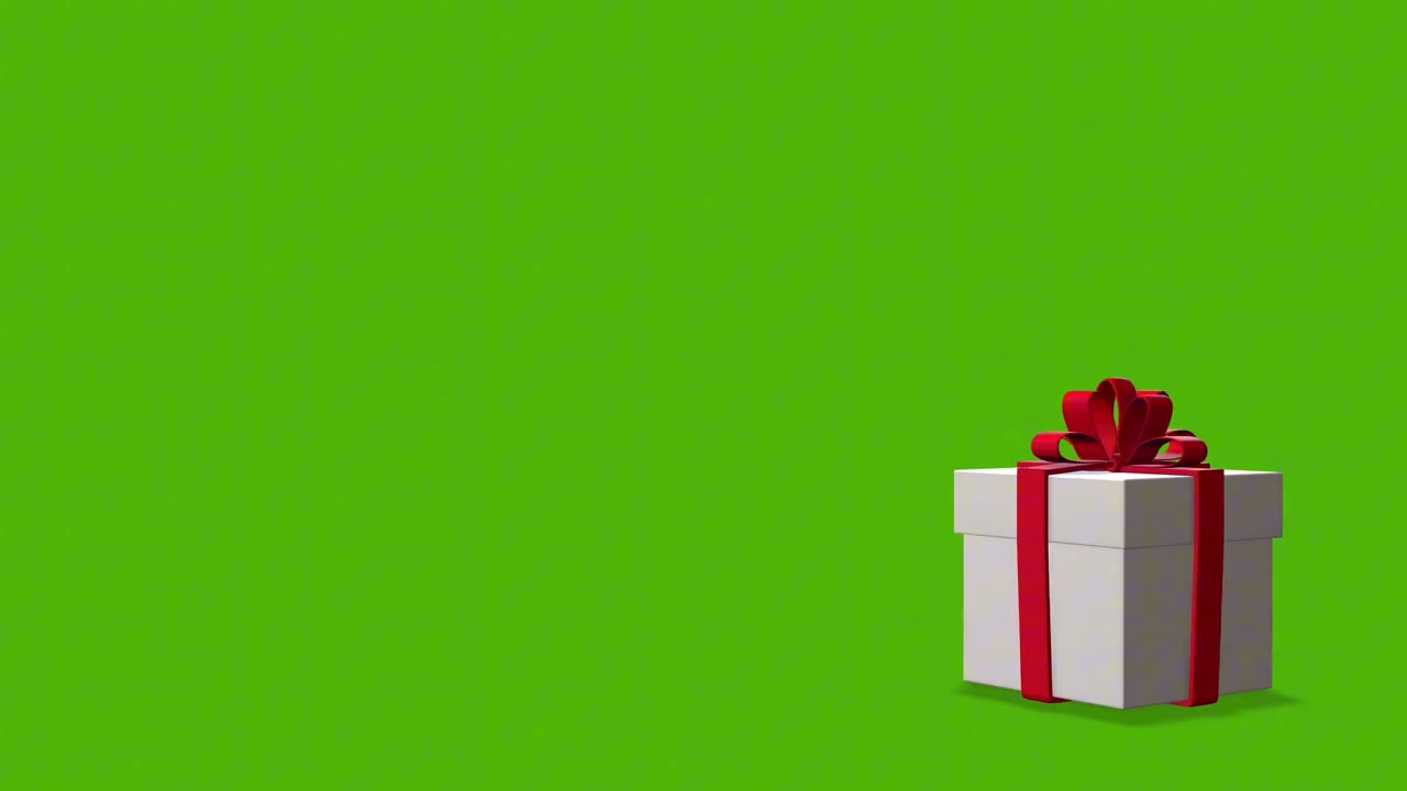 Christmas gift box rotation on a green background