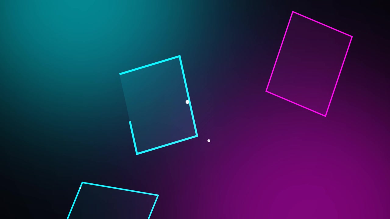 Abstract Motion Background with Floating Neon Rectangles and Particles