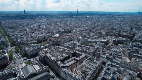 paris, france, drone view over city, above gare du nord