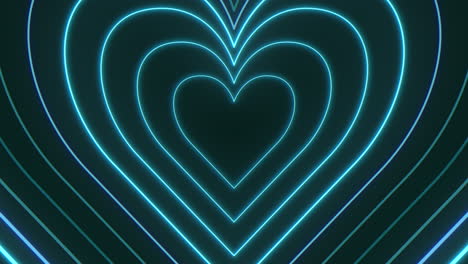 Glowing-blue-neon-heart-with-circular-blue-lines