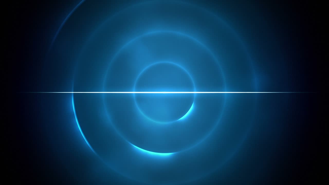 Animation of circles, neon lines and qr code on blue background