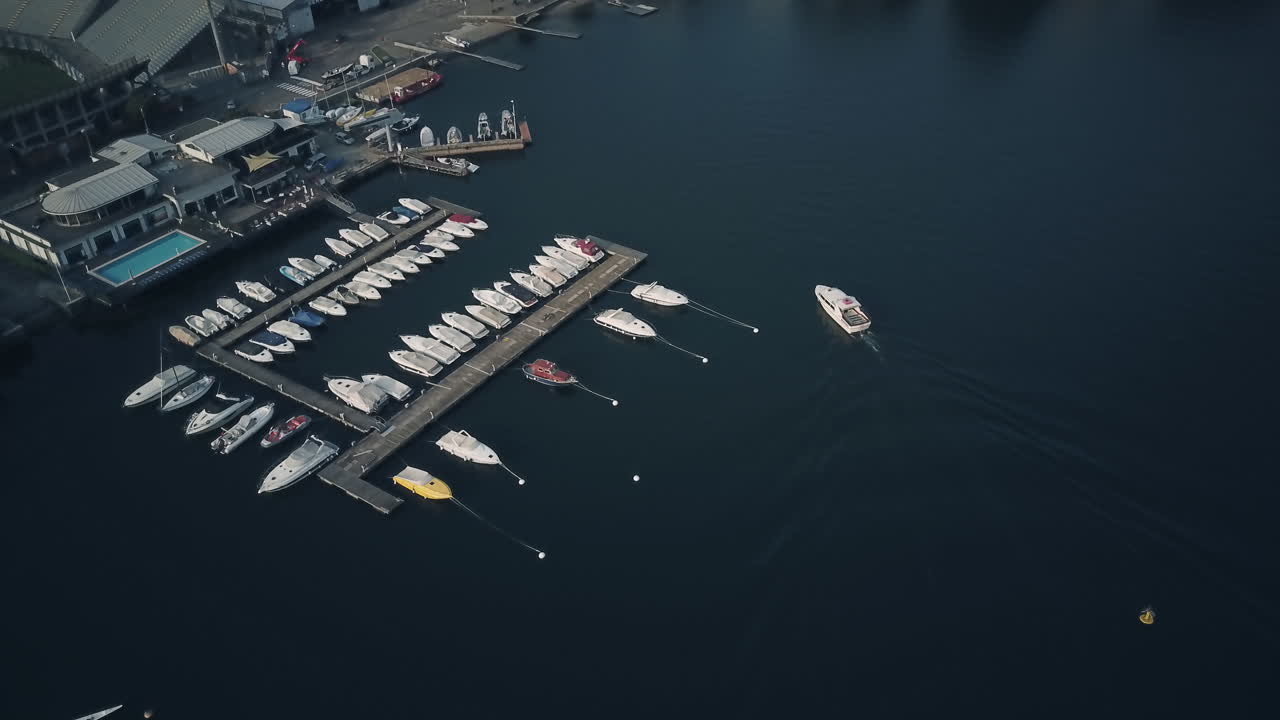 Aerial View of a Marina on a Lake