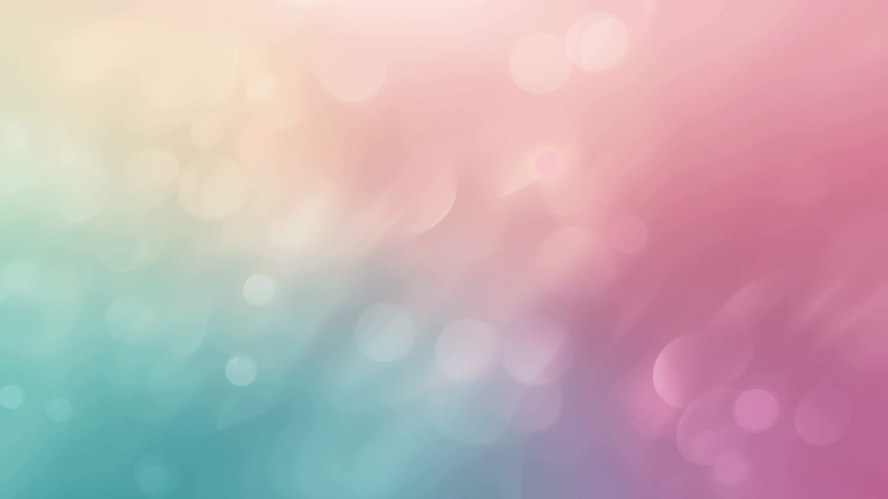 Starting playback, soft pastel gradient with sheer bokeh orbs drifting in digital backdrop, calming