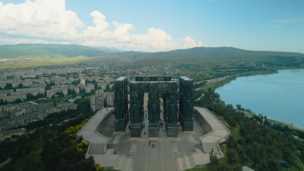Aerial View of the Chronicle of Georgia Monument in Tbilisi, Georgia