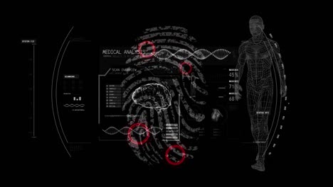 Animation-of-data-processing-and-digital-human-on-black-background