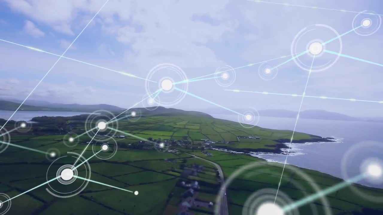 풍경에 대한 연결 네트워크의 애니메이션