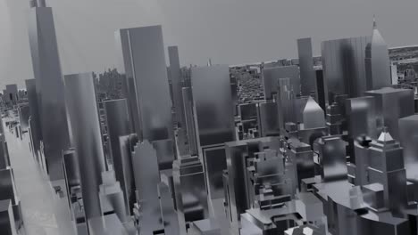 city metal silver new york nyc usa skyscrapers shiny flythrough 4k