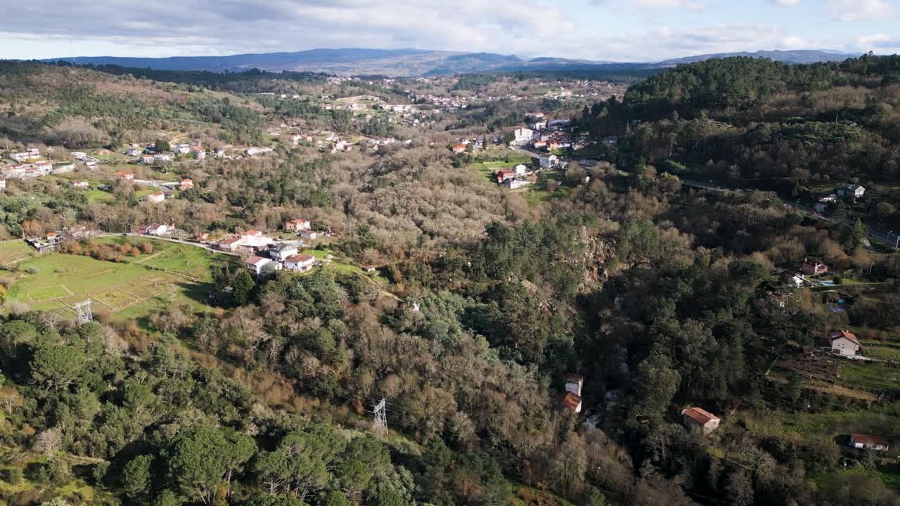 Vista aérea de Tibias e Castadón, Pereiro de Aguiar, Espanha
