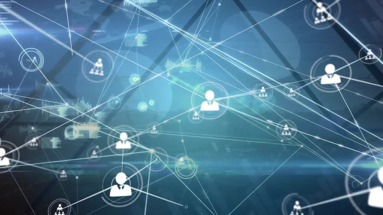 Animation of network of connections over cityscape