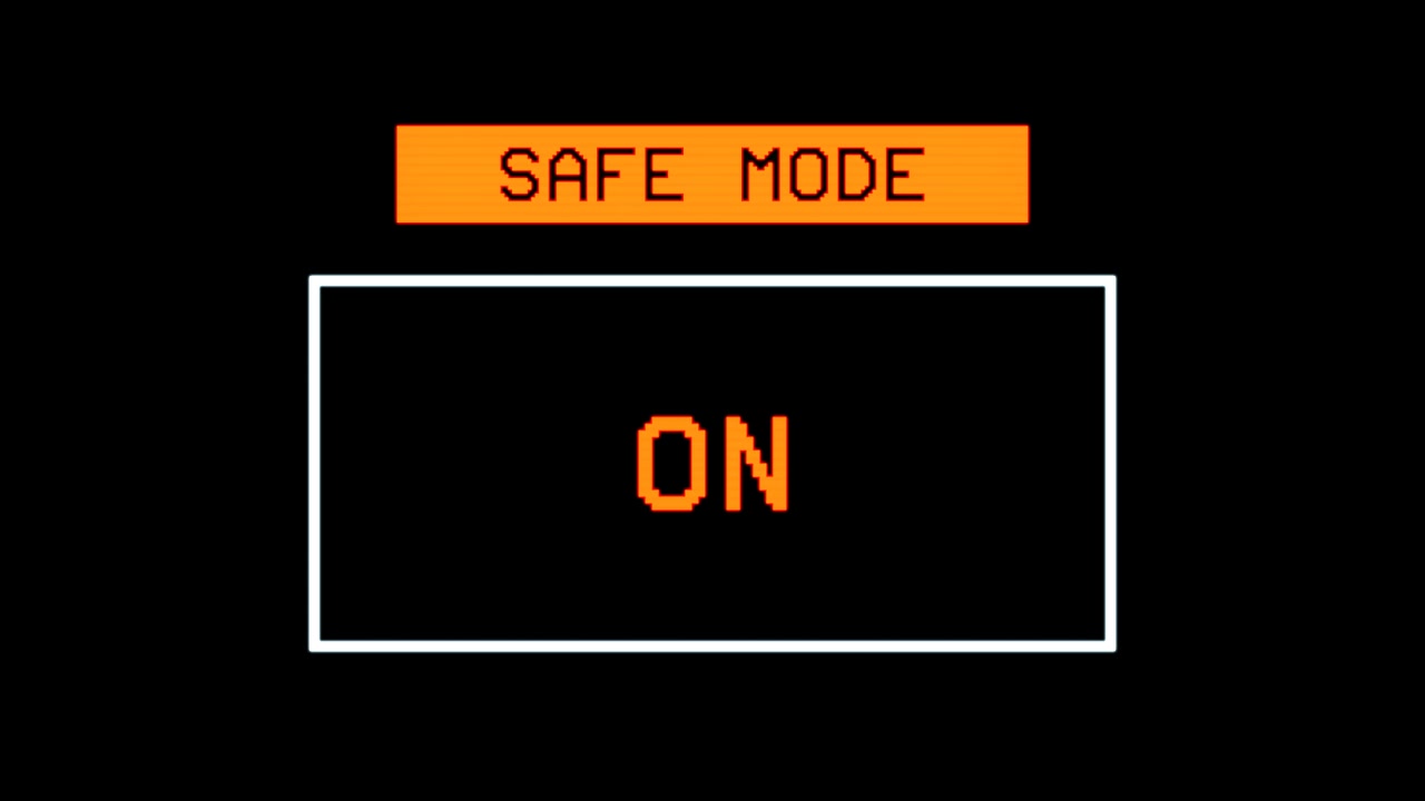 Collection of retro VHS player interface elements for information and choice: wait, ready, source, signal found, input line, channel, head sync, safe mode.
