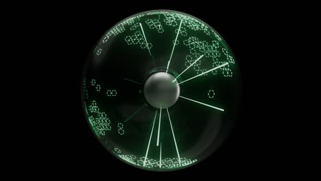 bola de neón verde pulsante de energía sobre fondo negro