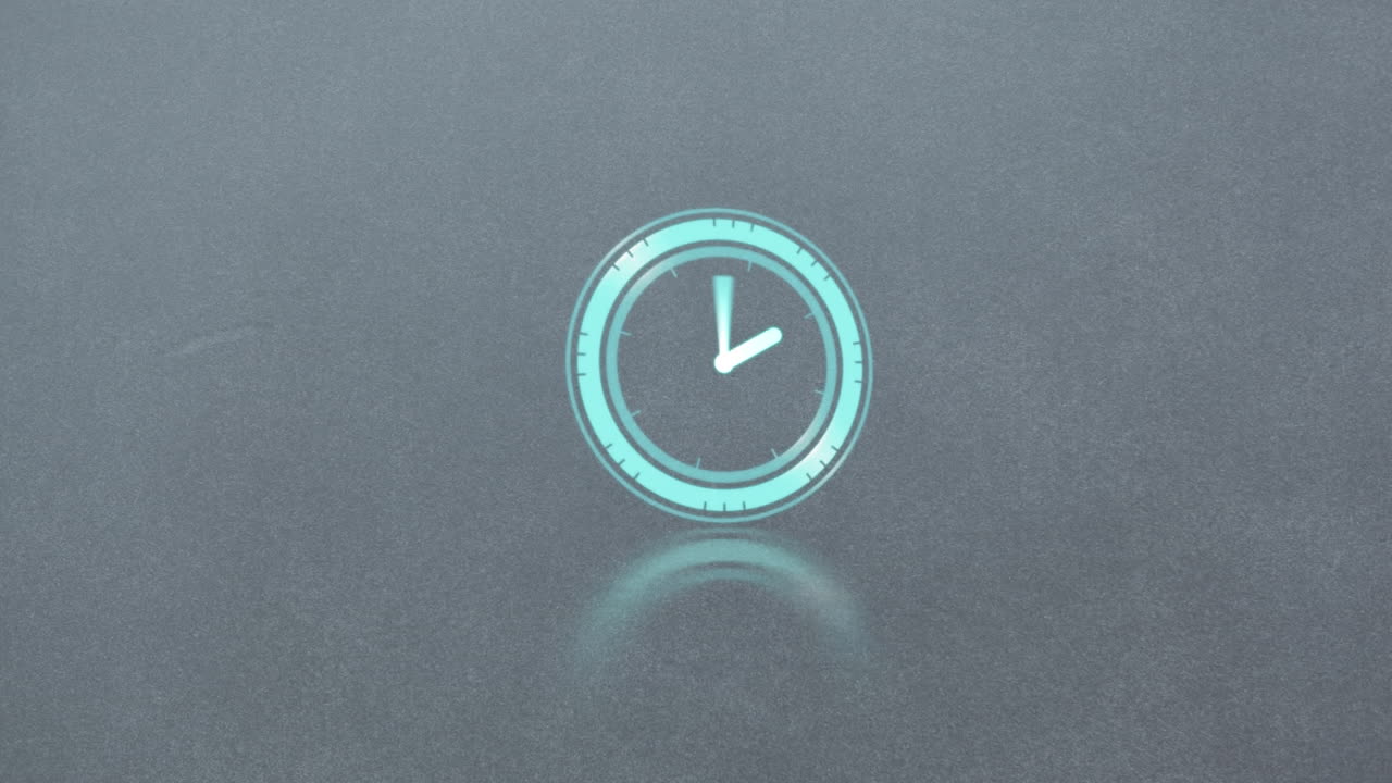 Animazione di orologio in movimento su sfondo grigio.