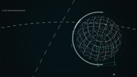 animación de la interfaz que muestra el globo giratorio y las conexiones en blanco sobre negro