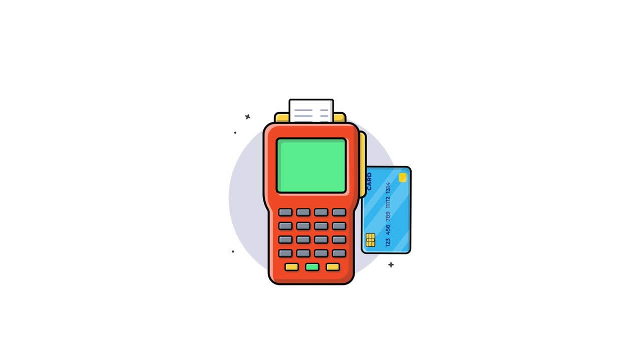 Animated POS Terminal with Credit Card Payment and Receipt