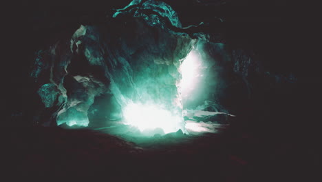 interior shot of ice glacier cave