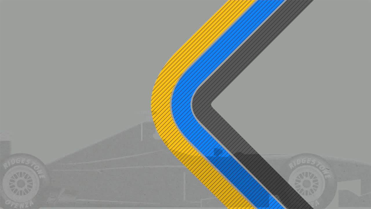 bandera de carrera deportiva azul, negra y amarilla con coche deportivo