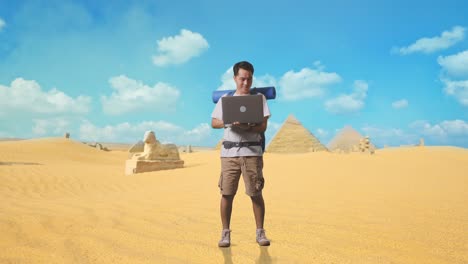 digital nomad in the egyptian desert