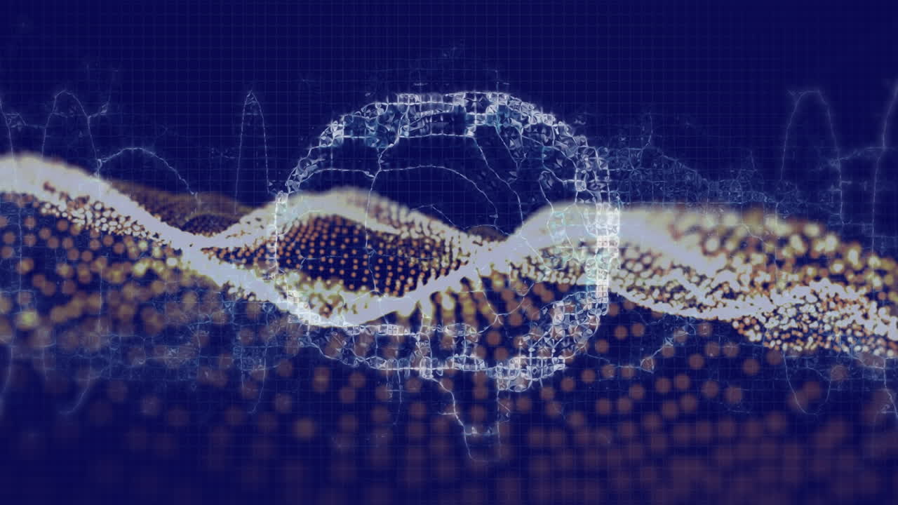 Animation of human brain and wave on dark blue background