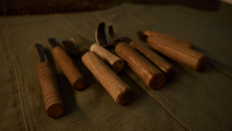 collection of wooden carving tools