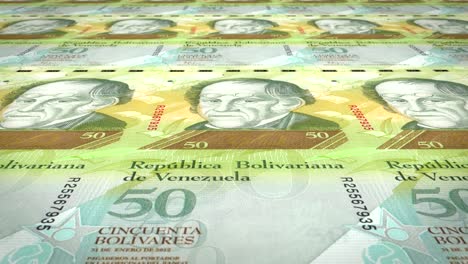 billetes de cincuenta bolívares venezolanos rodando en la pantalla, dinero en efectivo, bucle