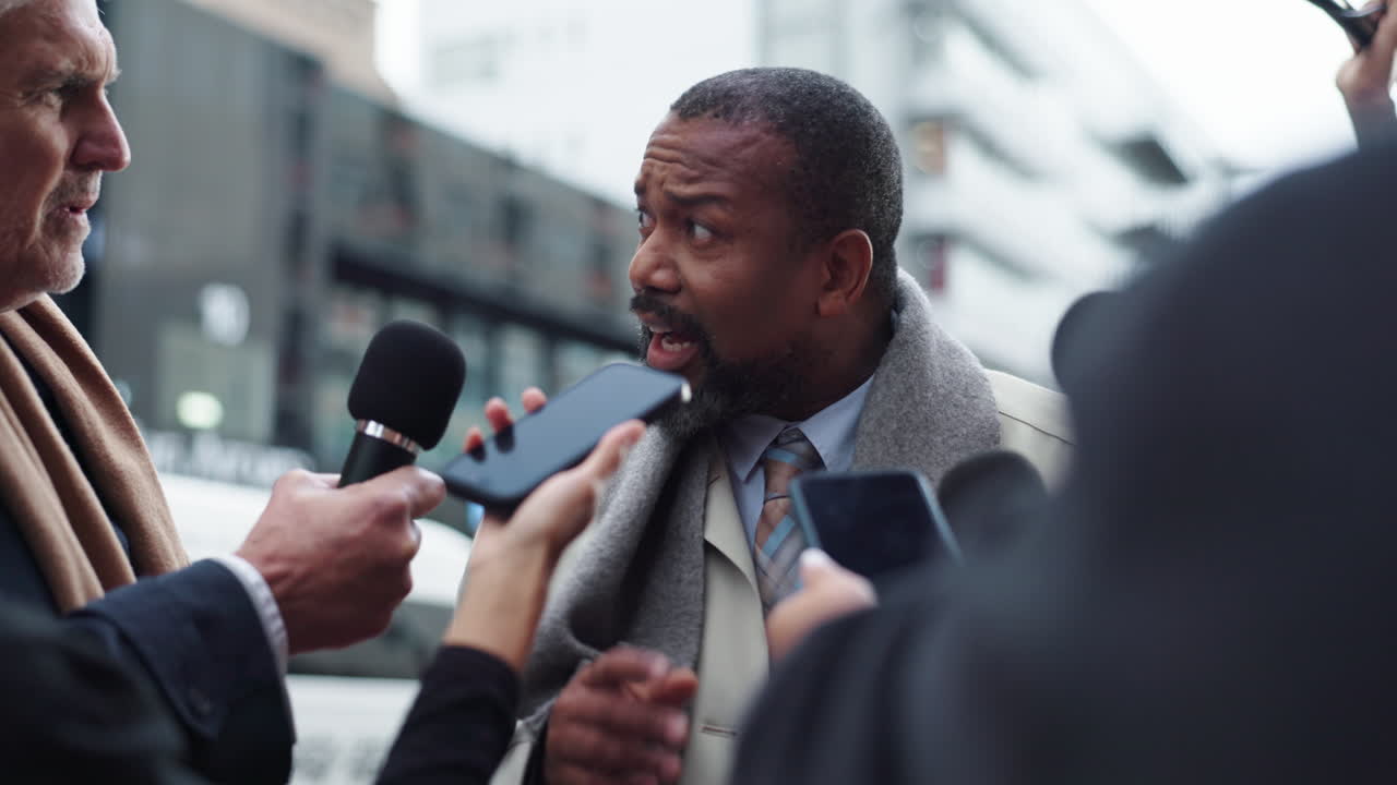 Press Conference Interview with Businessman and Reporters