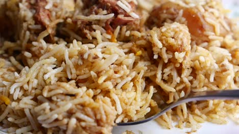 un primer plano del pollo biryani