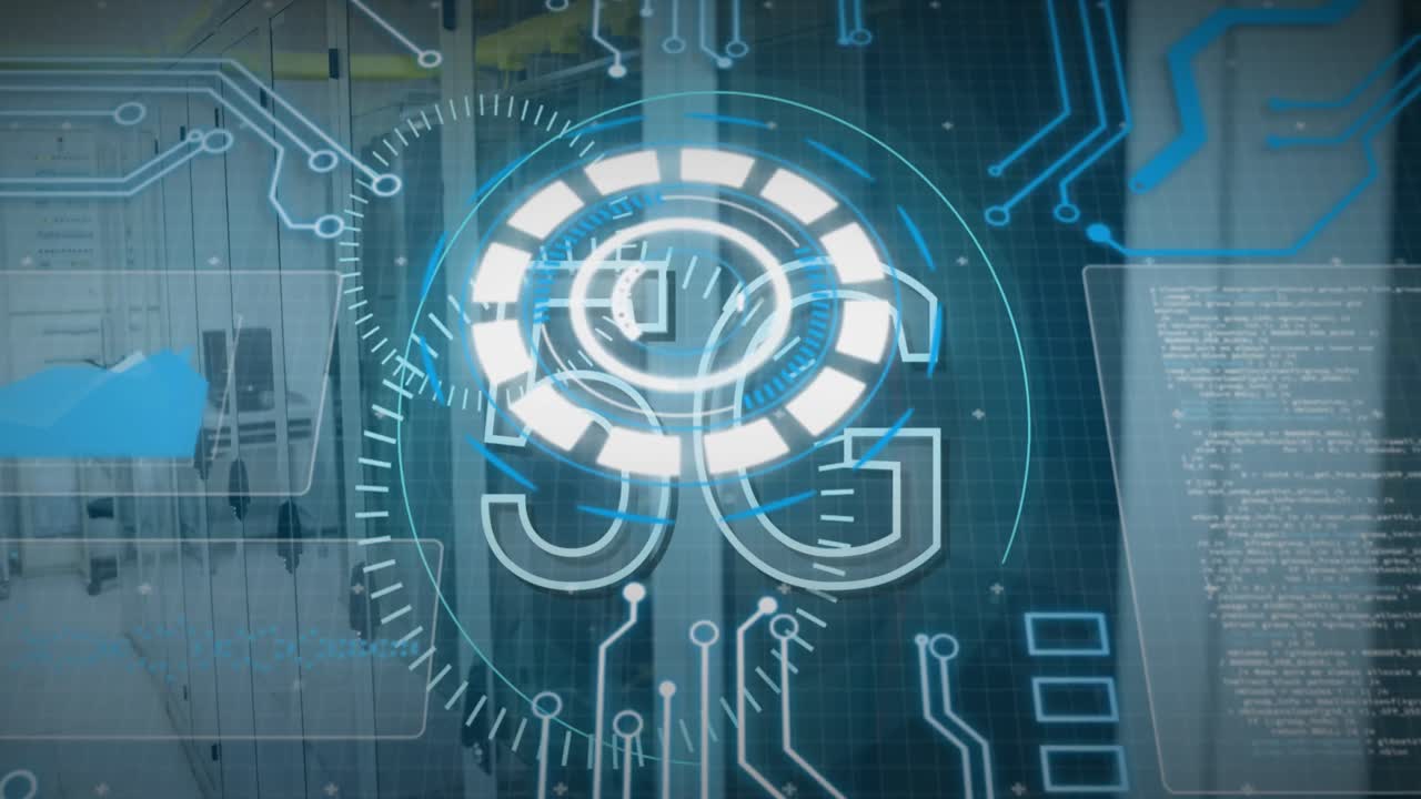 animación de escaneo de alcance y procesamiento de datos sobre una oficina vacía