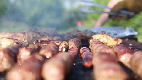 Grilling-Sausages-On-The-Outdoor-Griller