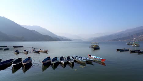 landscape view of phewa lake in pokhara, nepal.