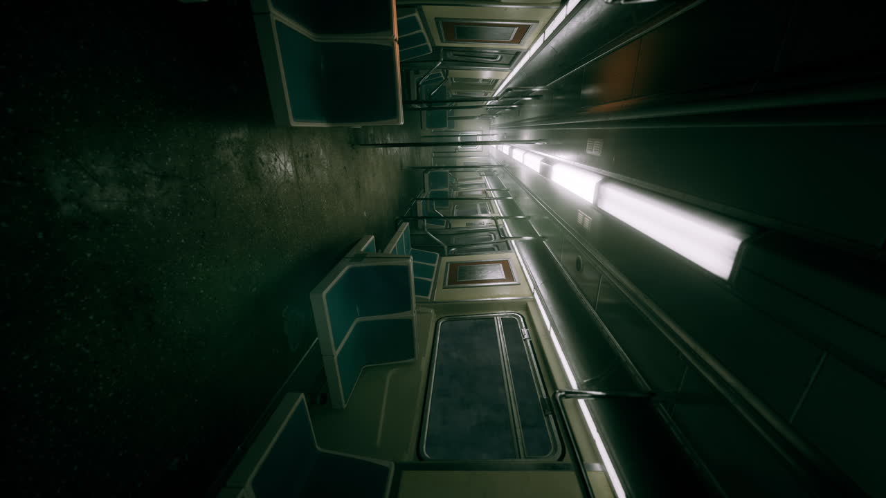 밤에  빈 지하철차