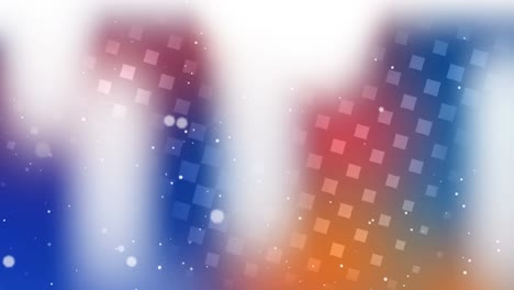 digital animation of white spots floating against colorful wavy texture on white background