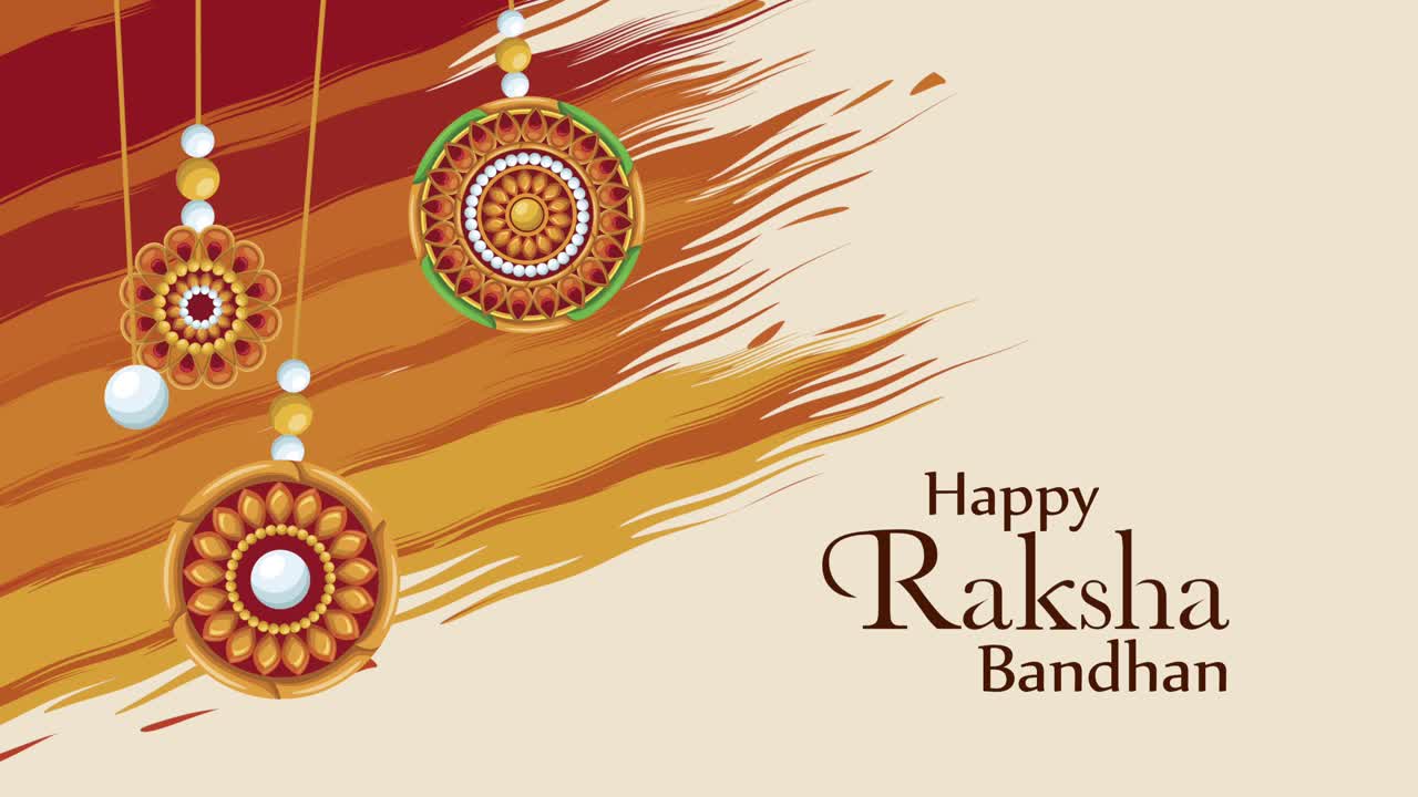 felice raksha bandhan lettere con decorazioni appese