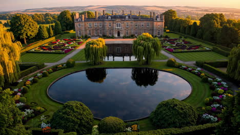 stunning aerial view of a historic estate in england