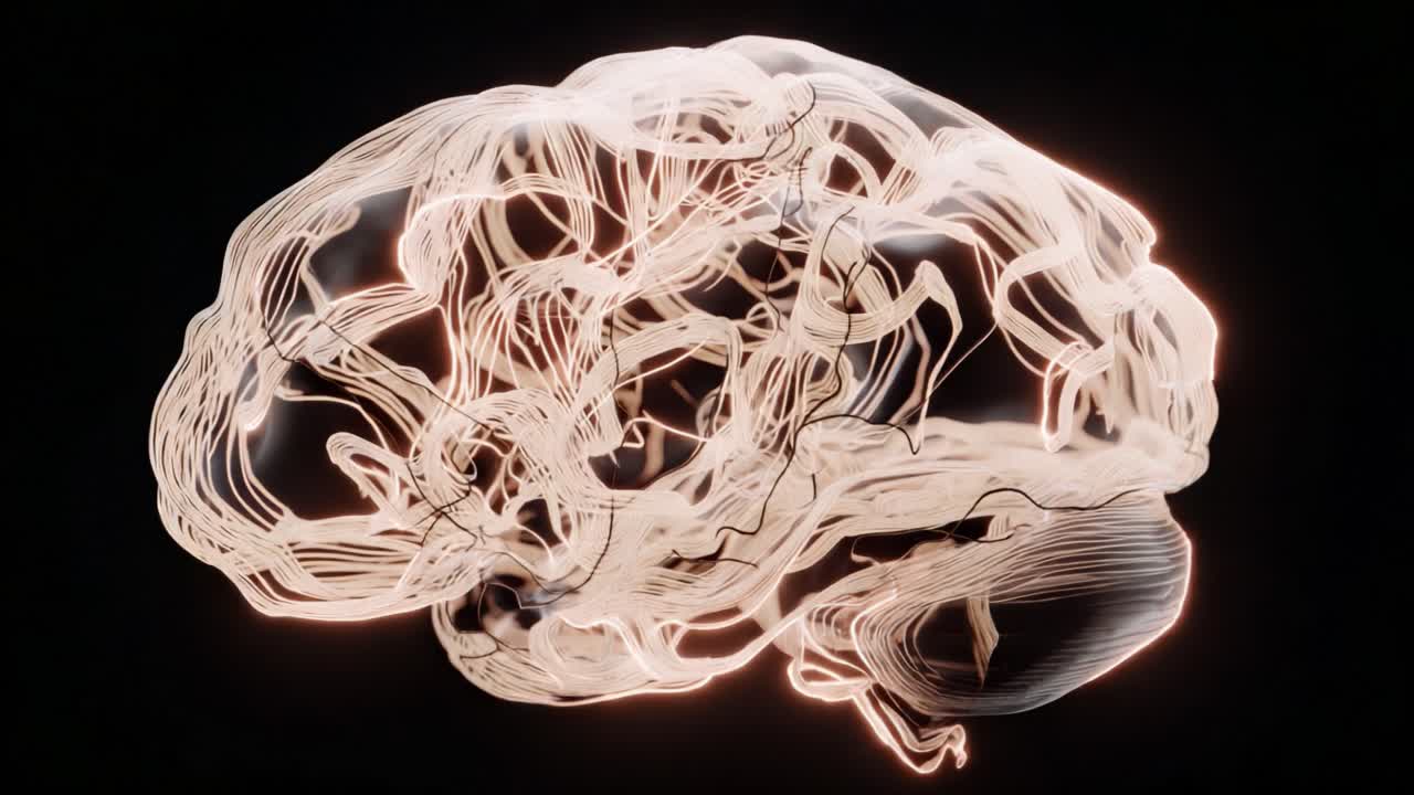 A Stunning Visualization of Neural Activity in the Brain Captured Through Fluid Light Trails, Depicting the Intricate Networks and Connections that Define Cognitive Function and Thought Processes