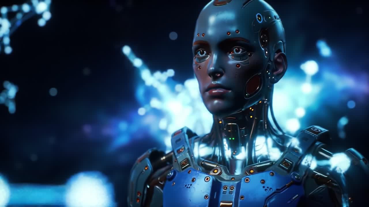 Portrait of a futuristic cyborg woman