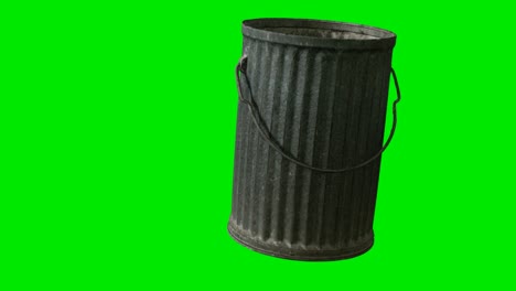 metal-trash-bin-on-green-chromakey-background