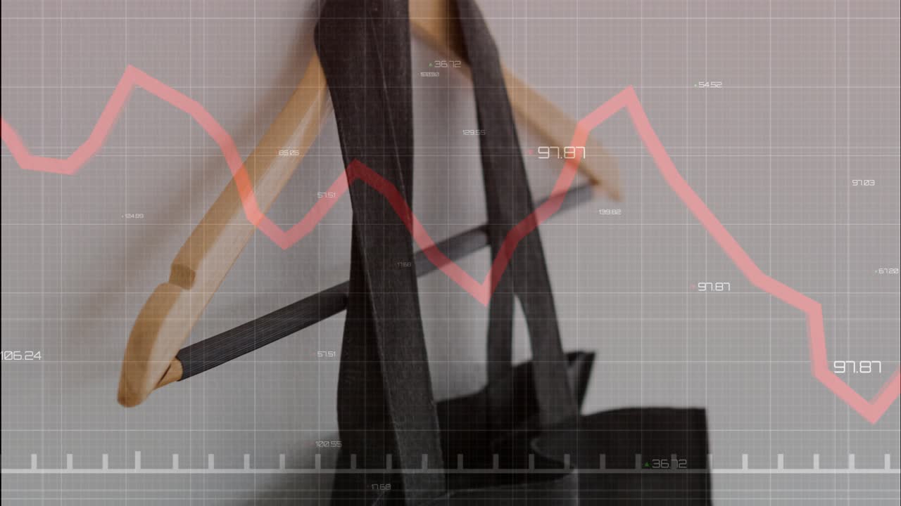 On playback start, red line graph pulsing across wood hanger and strap, showing data, settling down