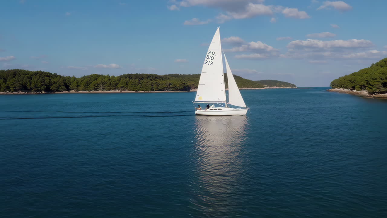 Sailing Yacht in a Calm Bay