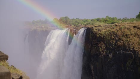 victoria falls zimbabwe rainbow over waterfall