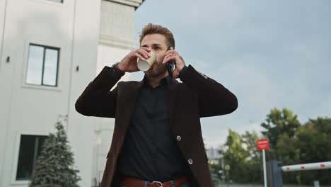 businessman taking a coffee break