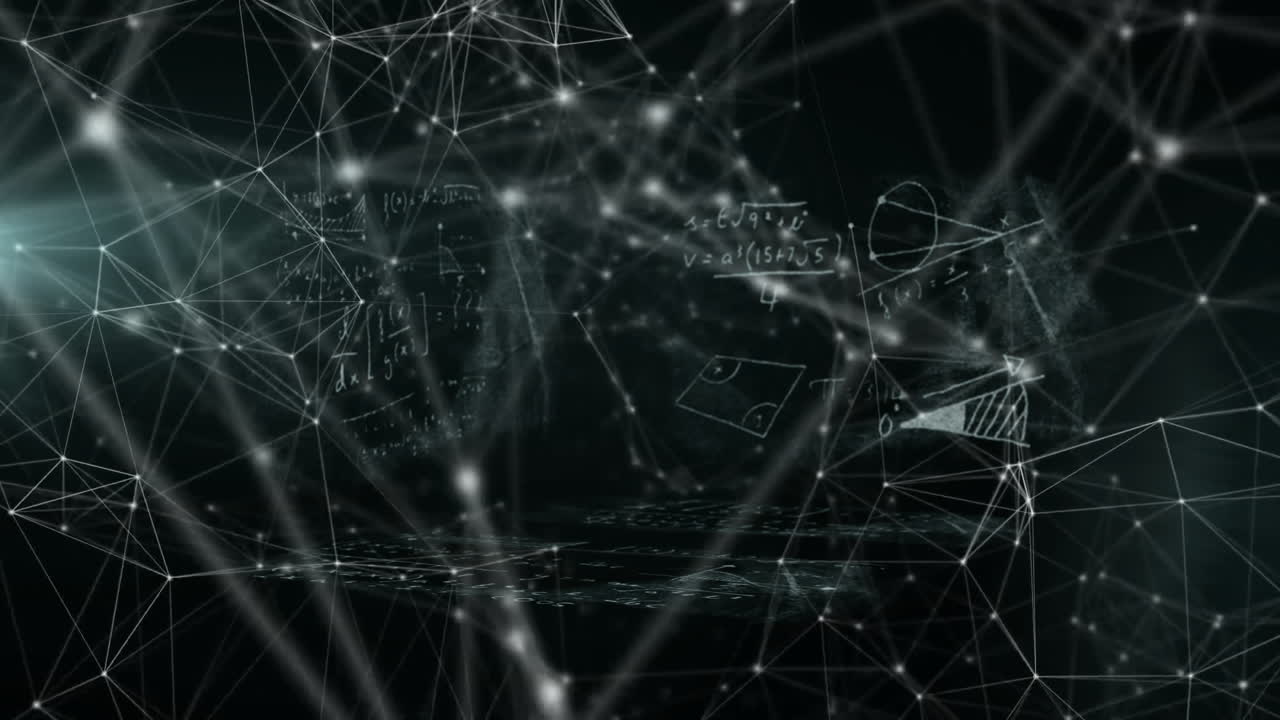 animación del procesamiento de datos digitales a través de una red de conexiones sobre un fondo negro