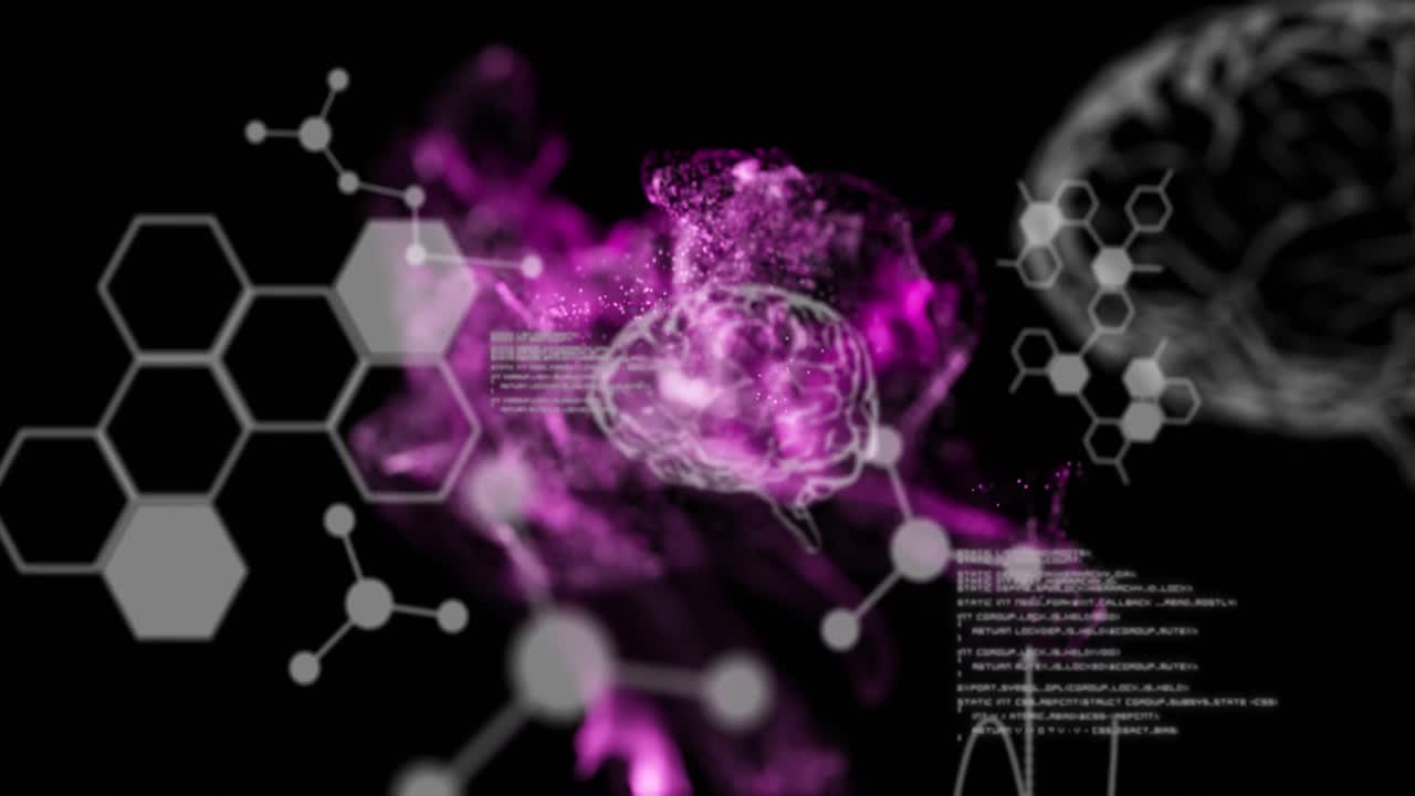 animación de cerebros humanos y procesamiento de datos