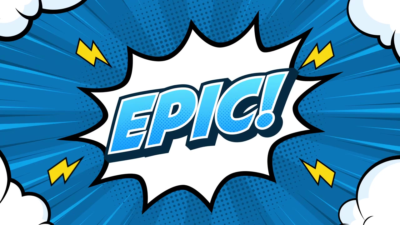 Comic Book Style Epic Text Animation with Lightning Bolts