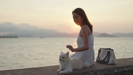 Woman-and-her-dog-outdoors