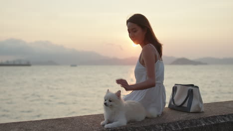 woman and her dog outdoors