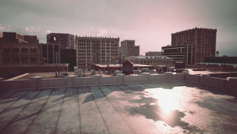Cityscape from a Rooftop at Sunset