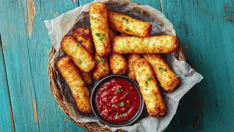 crispy fried mozzarella sticks with marinara sauce