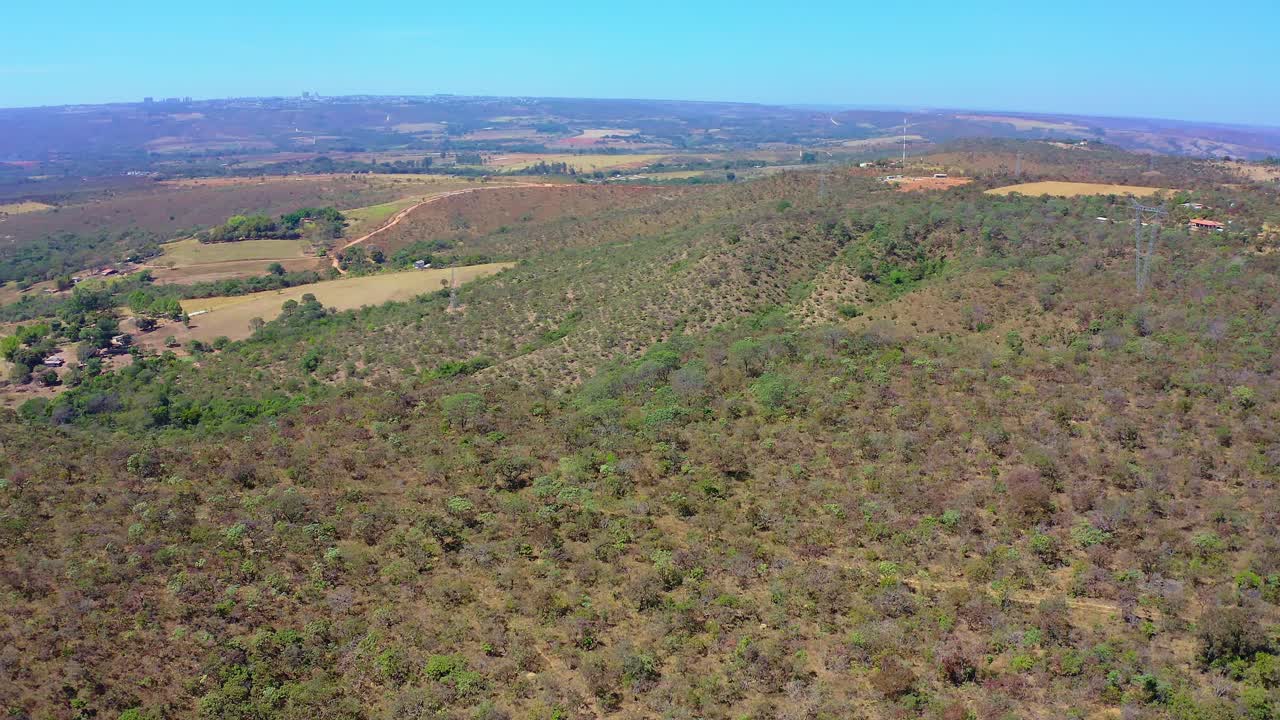 Cerrado savanna springs nurturing lush vegetation, revealing verdant landscape against azure sky, showcasing Brazil's rich ecological diversity with vibrant greens and earthy tones