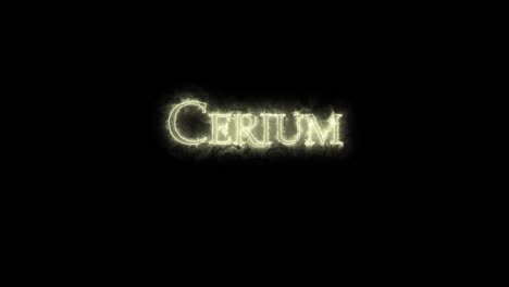 cerium, chemical element, written with fire. loop